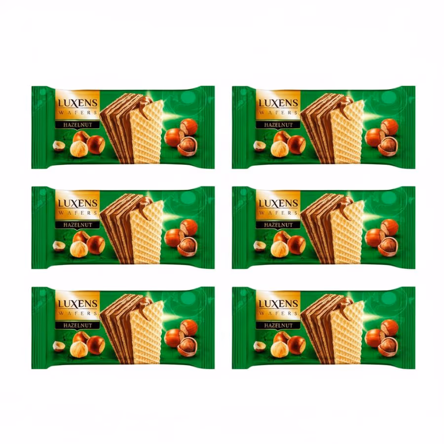 6 Luxens Wafers Hazelnut 45g