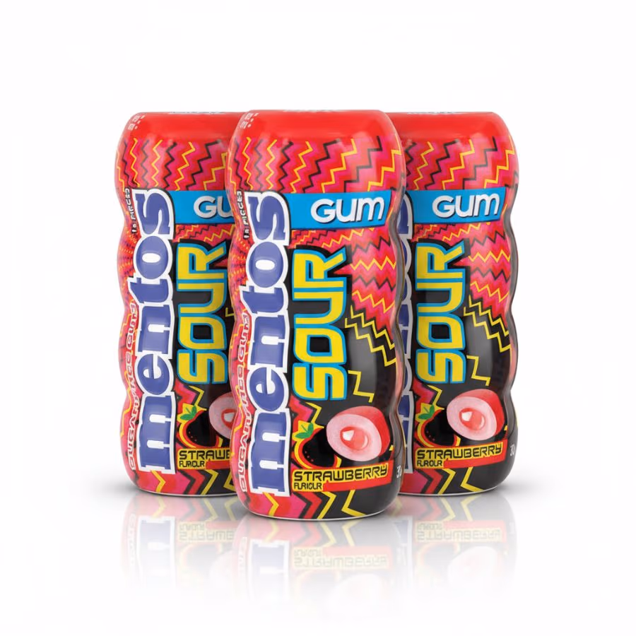 3 Mentos Sour Strawberry 30g
