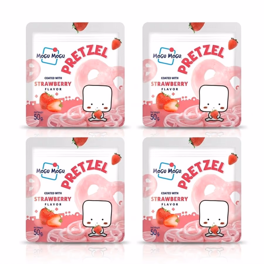 4 Mogu Mogu Pretzel Strawberry 50g