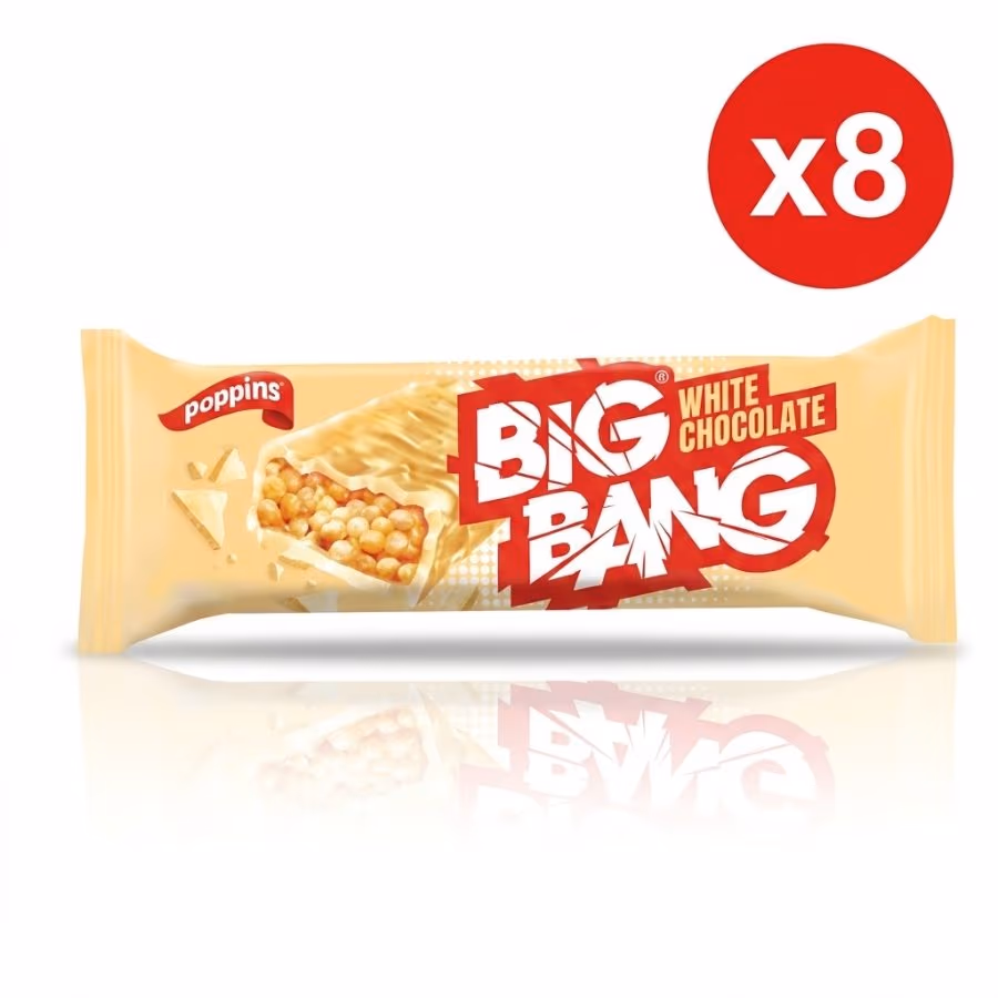 8 Poppins Big Bang White Cereal Bar 18g