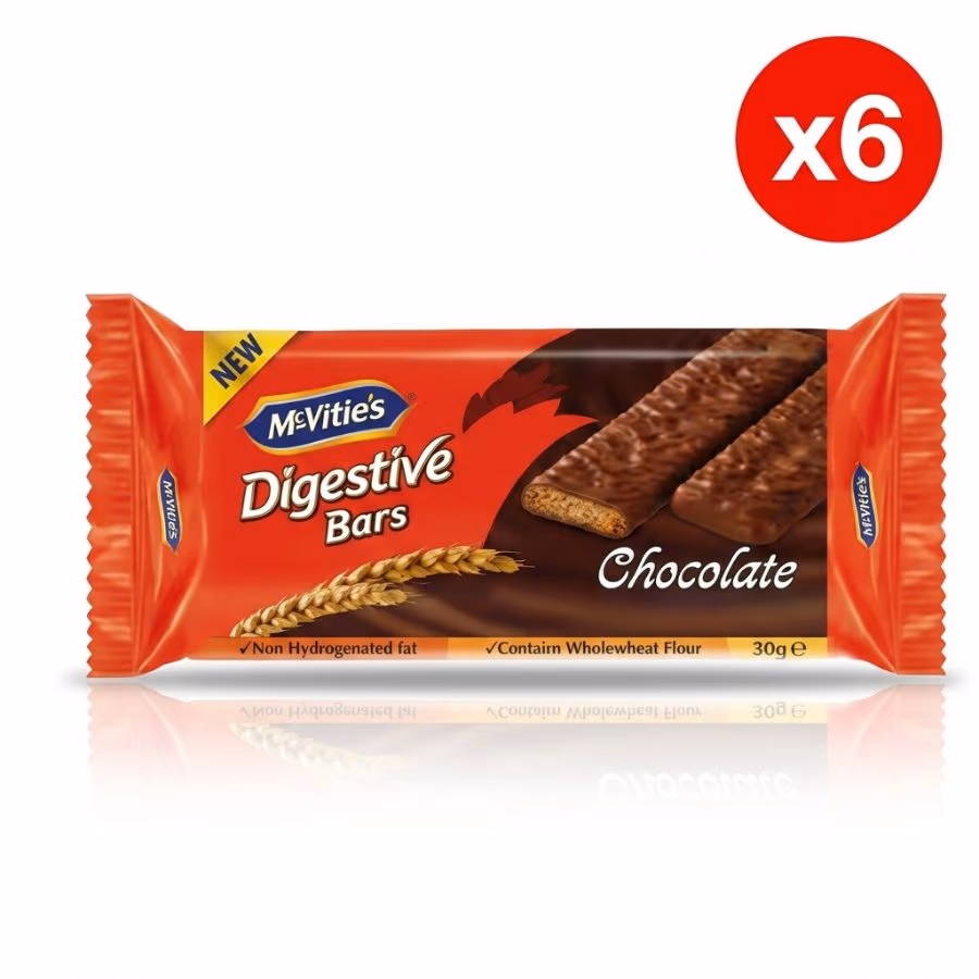 6 McVities Digestive Chocolate 30g