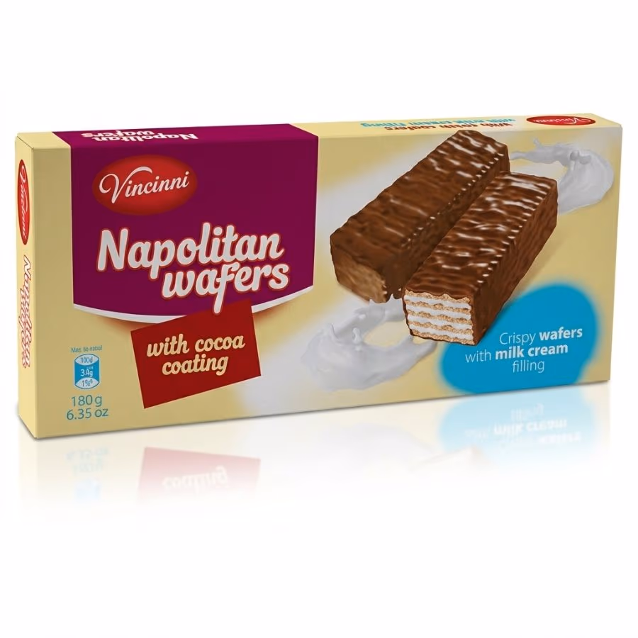 Vincinni Napolitan Wafers With Milk Cream 180g